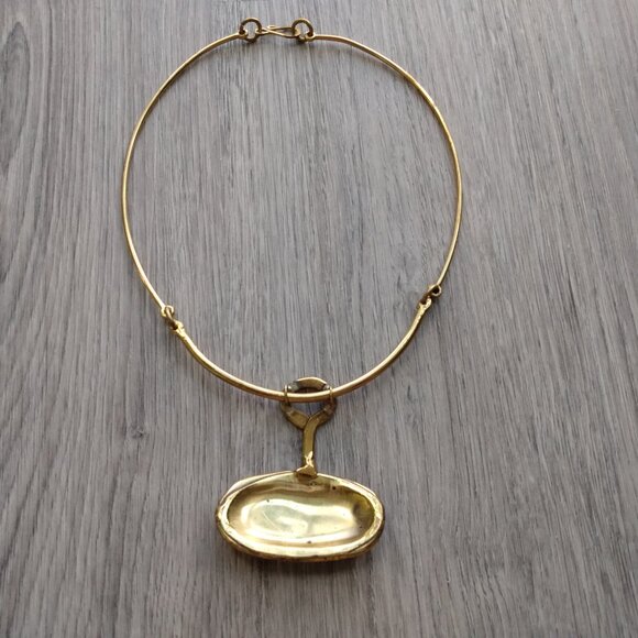 Statement Pendant Collar Necklace Choker Brass - Picture 7 of 13